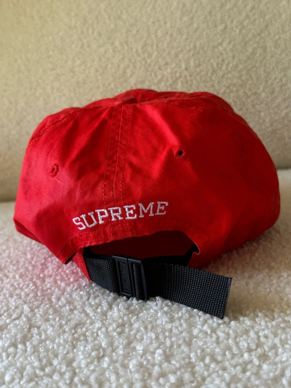 Supreme Red Box Logo Adjustable Camp Cap Made in USA